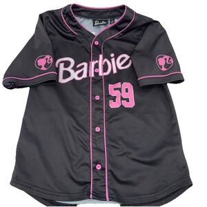 Barbie Malibu # 59 Baseball Jersey Girls 12 Short Sleeve Black